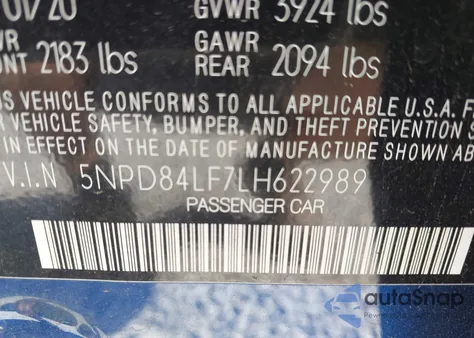 2020 Hyundai Elantra Value Edition из США, поврежденный, VIN 5NPD84LF7LH622989